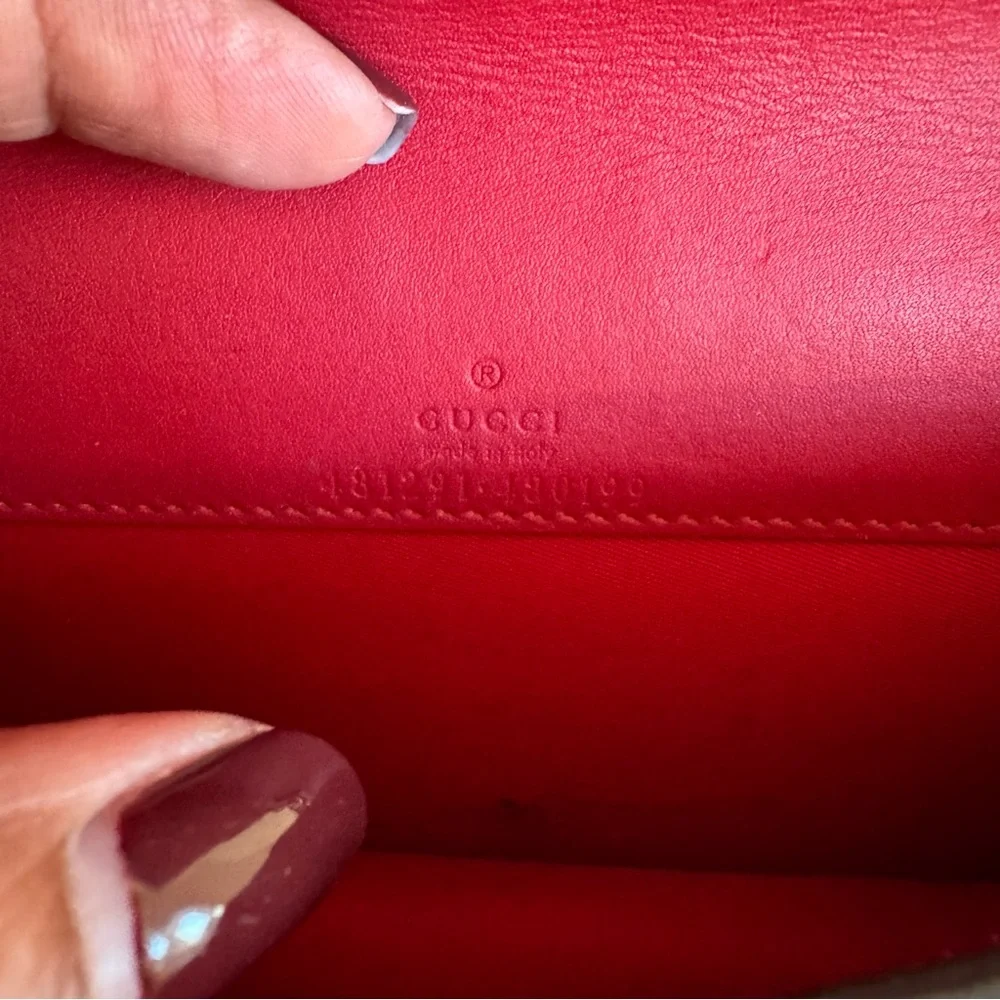 Gucci Beige Monogram Crossbody with Red and Green Cherry Accent P0264